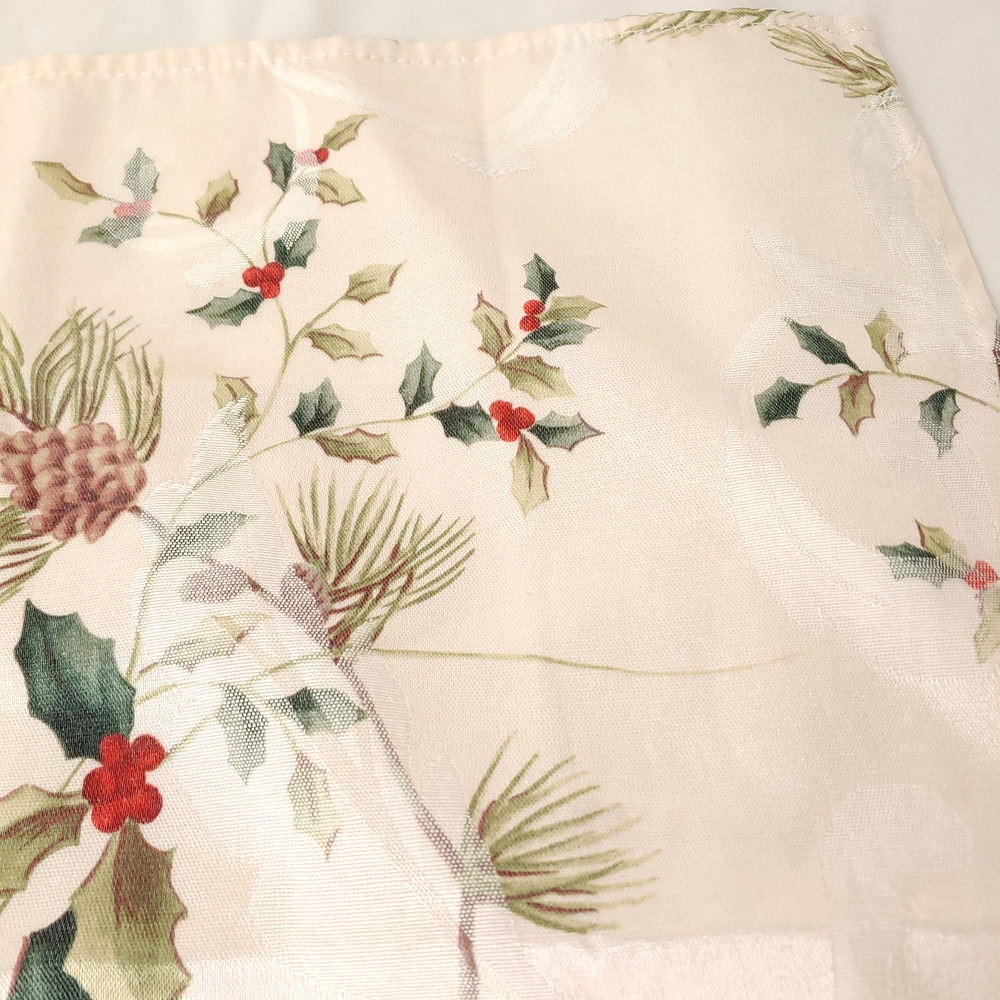 Holiday Christmas Napkins Set‎ of 5 Ivory Pine Cones St Nicholas Alpine Season - Picture 12 of 12